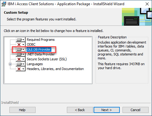 Db2 for i OLE DB Provider install from IBM ACS WindowsAP