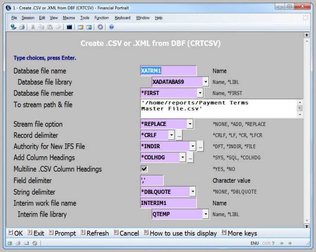 CRTCSV v3.1 *CMD Example 2