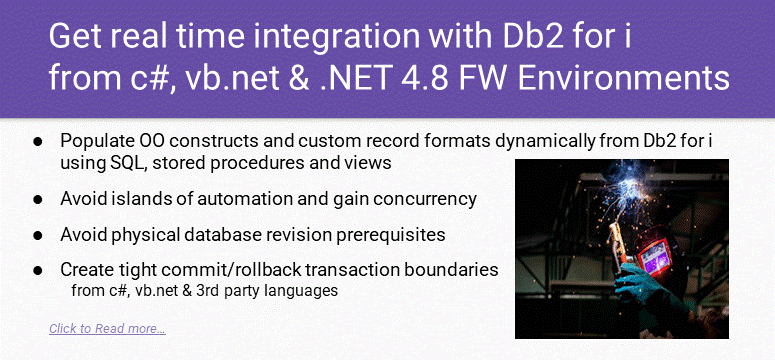 real time integration with DB2 for i from .NET